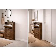 SPACE HOME - Zapatero Compacto Velux Rústico 18 Pares 3 Puertas Abatibles 114×60×24