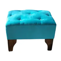 GENERICO - Banqueta Botón Diamante turquesa Felpa 60x40x40