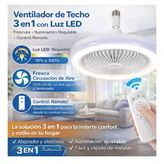 MOVI - Ventilador de Techo 3 en 1 con Luz LED- Iluminación + Frescura + Control en un solo producto