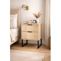 Velador moderno Top living Crema 2 Cajones Amplios Patas metal reforzado