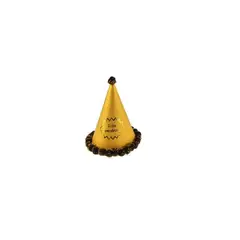 GENERICO - Gorro pompón feliz cumpleaños dorado 24cm