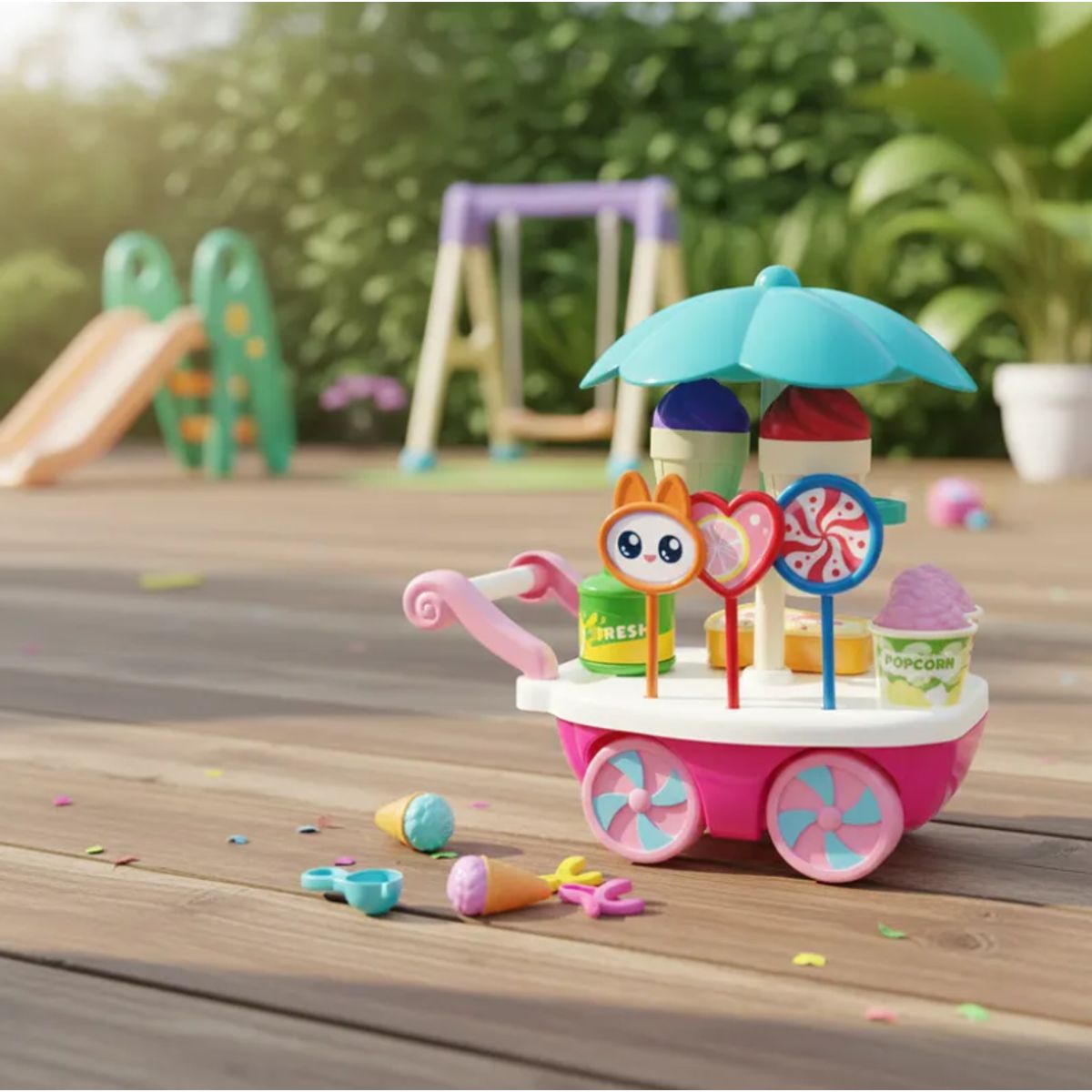 GENERICO - Carrito De Helados Y Dulces De Juguete Infantil Con Accesorios