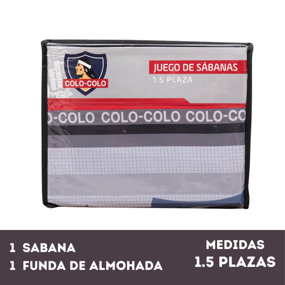 MASHINI - Juego Sábanas Mashini Colo Colo Vencedores 1.5 Plazas Microfibra
