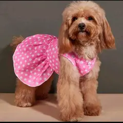 GENERICO - VESTIDO ROSADO CON LUNARES BLANCO PARA MASCOTAS