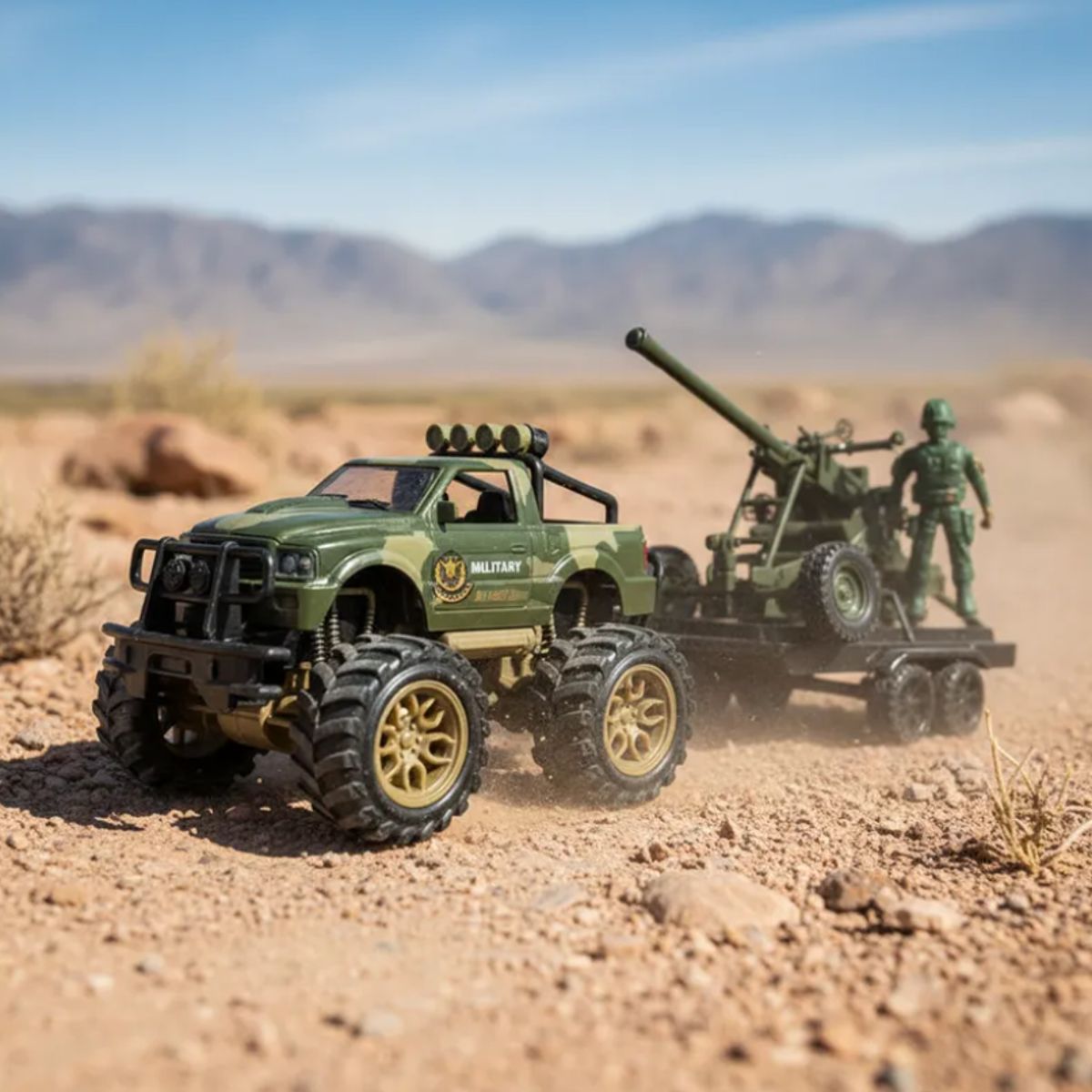 GENERICO - Set Juguete Camioneta Militar Con Cañón Y Soldado 42cm