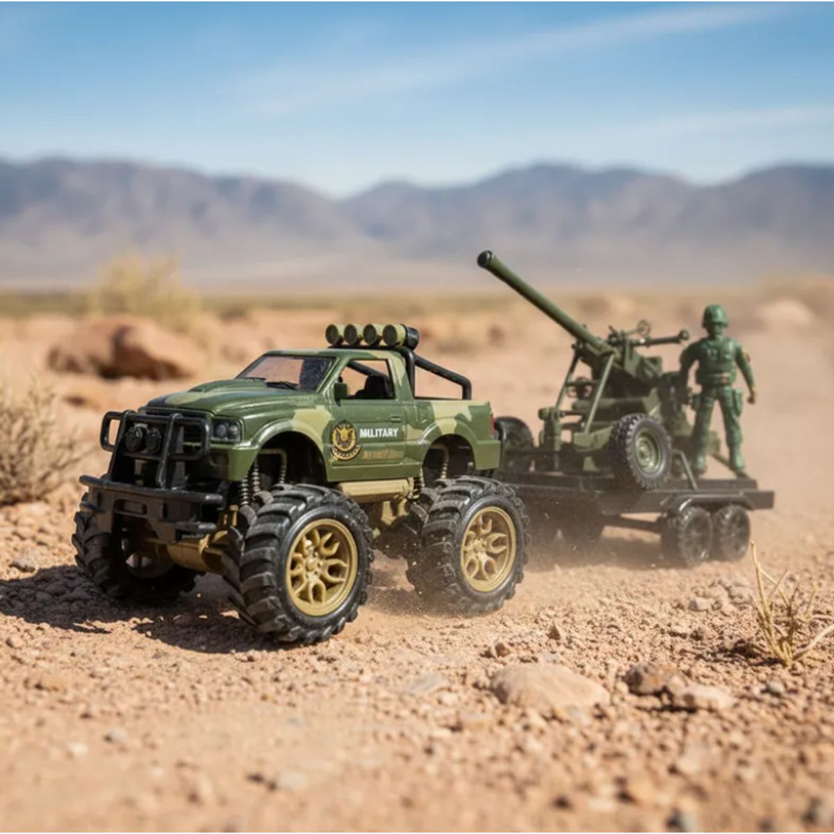 GENERICO - Set Juguete Camioneta Militar Con Cañón Y Soldado 42cm