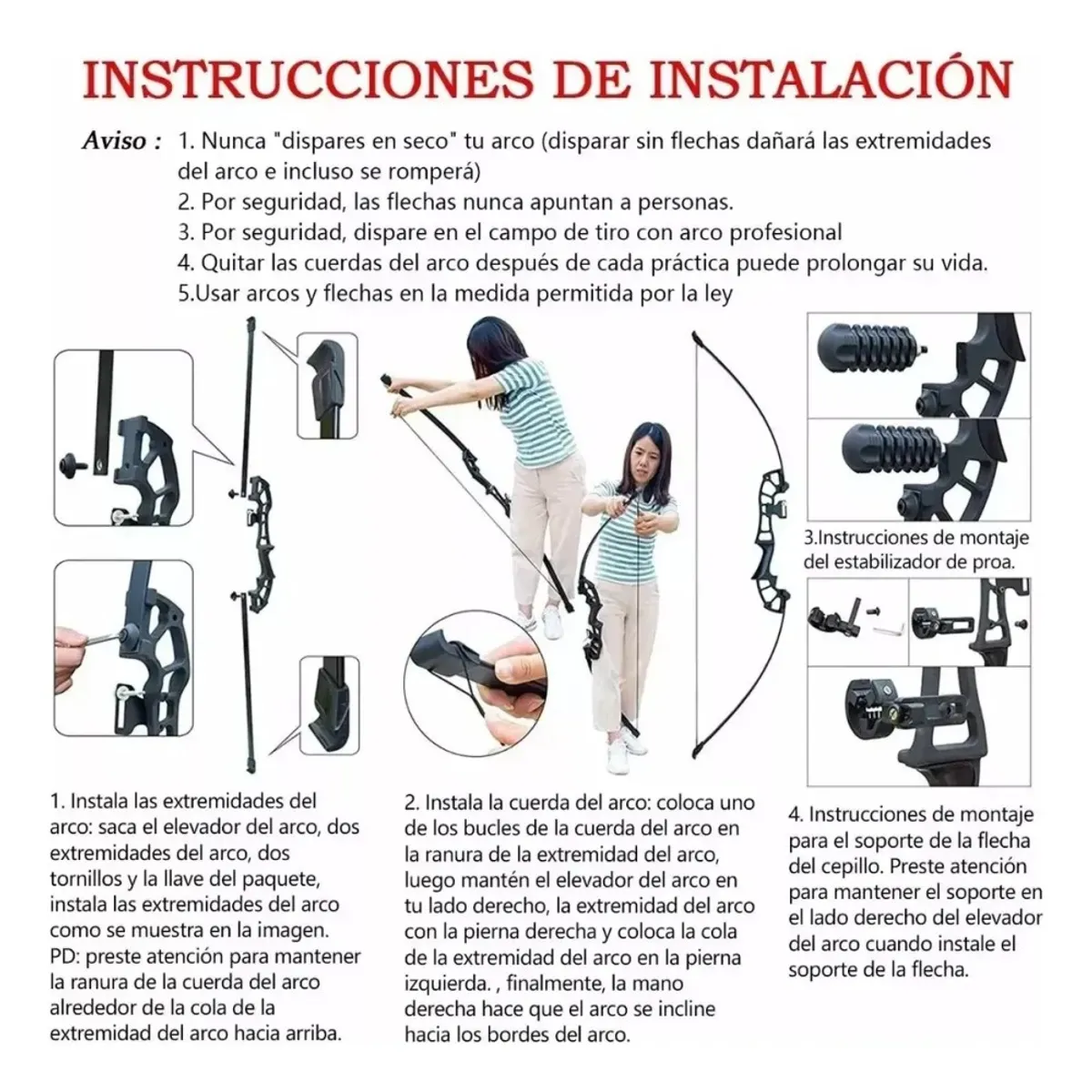 GENERICO - Arco Recurvo Deportivo Para Adultos Con Set Accesorios Negro Ambidiestro BELUG