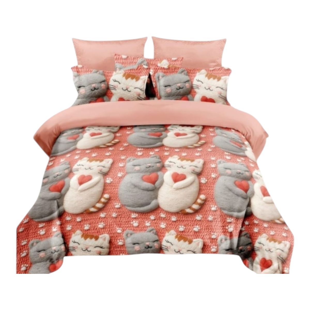 GENERICO - Cubrecama Quilt de verano 1.5 plazas diseño de gatitos.