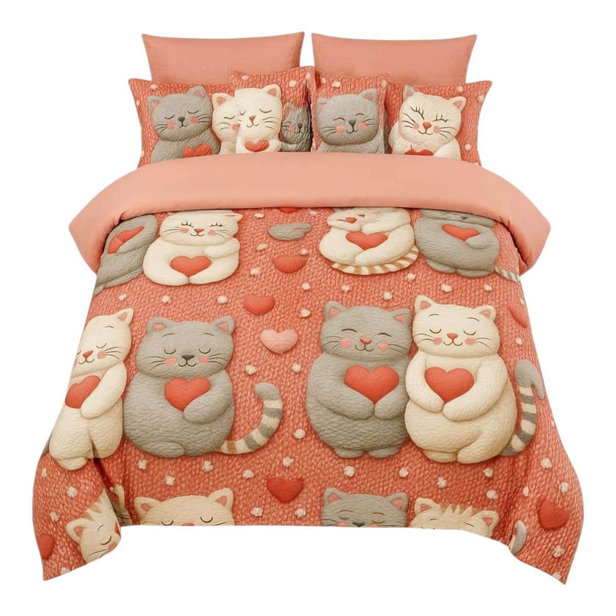 GENERICO - Cubrecama Quilt de verano 1.5 plazas diseño de gatitos.
