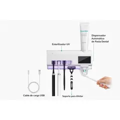 GENERICO - Dispensador Automático de Pasta Dental con Esterilización UV y Porta Cepillos