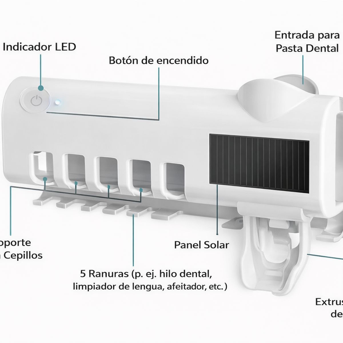 GENERICO - Dispensador Automático de Pasta Dental con Esterilización UV y Porta Cepillos