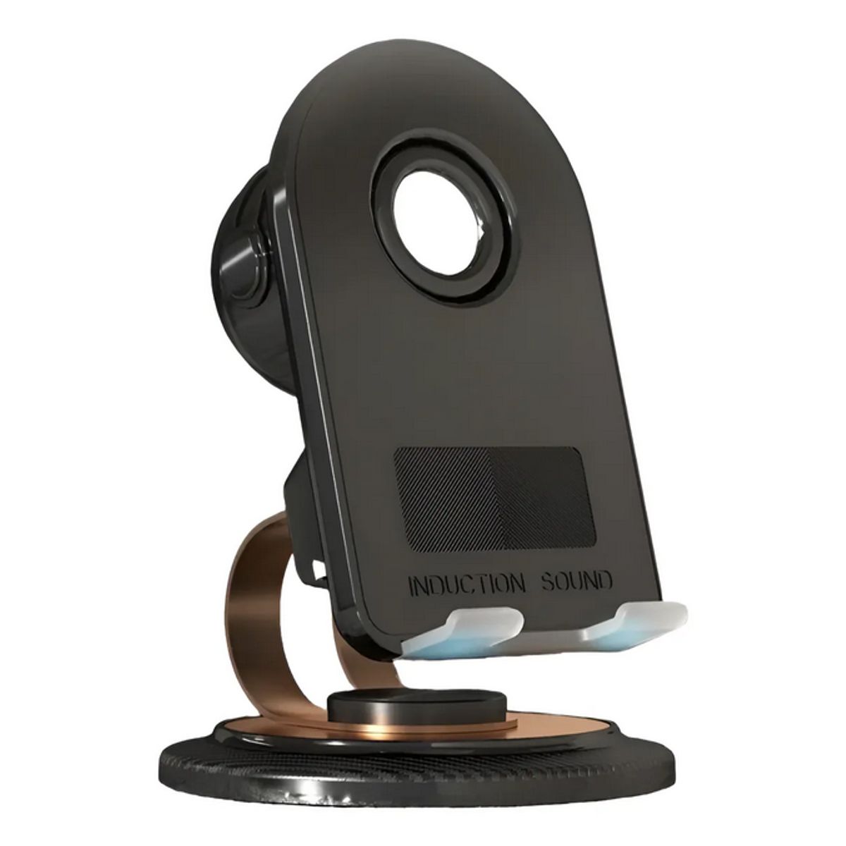 GENERICO - Soporte Celular Parlante Induccion Bluetooth Giro 360° Negro