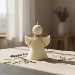 HAOKIDS - Vela de Ángel blanca con cera de soja 9 cm devoción Católica luz de la guarda souvenir