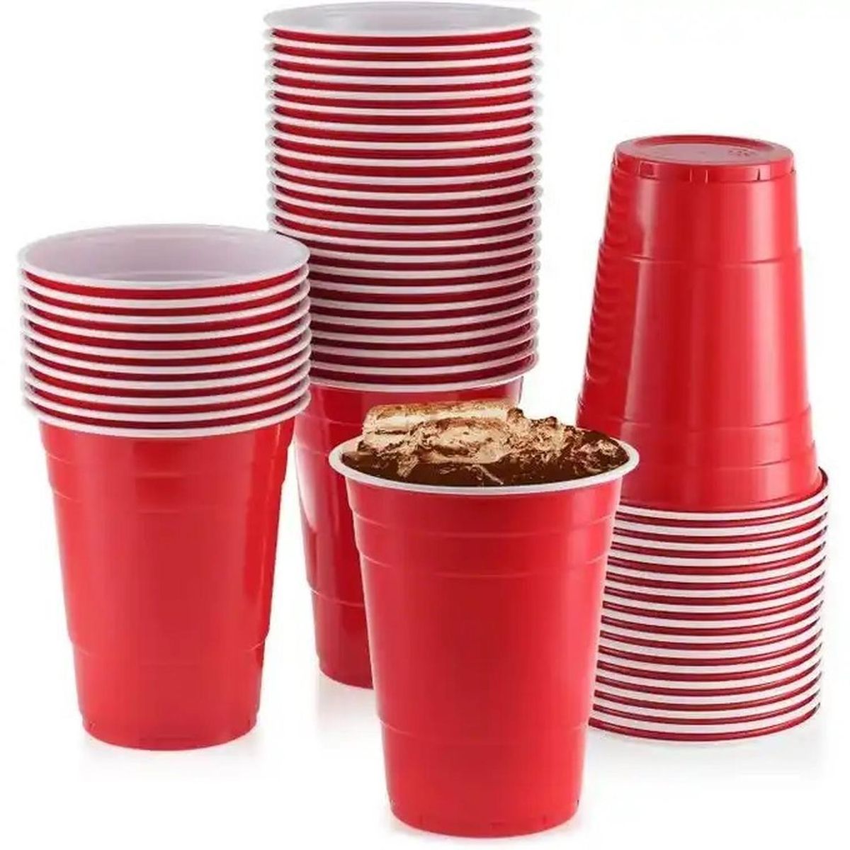 JAGIMA - Vaso Plastico Rojo Desechable Fiesta 450 ml x 100 uds