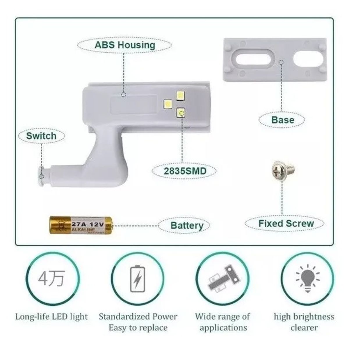 GENERICO - 5 Bisagras Luces Led Para Muebles De Cocina