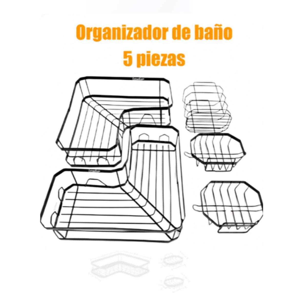GENERICO - Set 5 Piezas Esquinero Organizador Ducha Baño Con Adhesivos