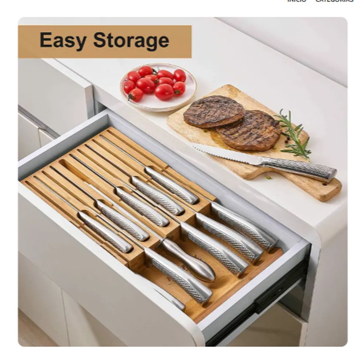 GENERICO - Set Cuchillos Cocina 14 Pzs Bloque Madera Mango Acero