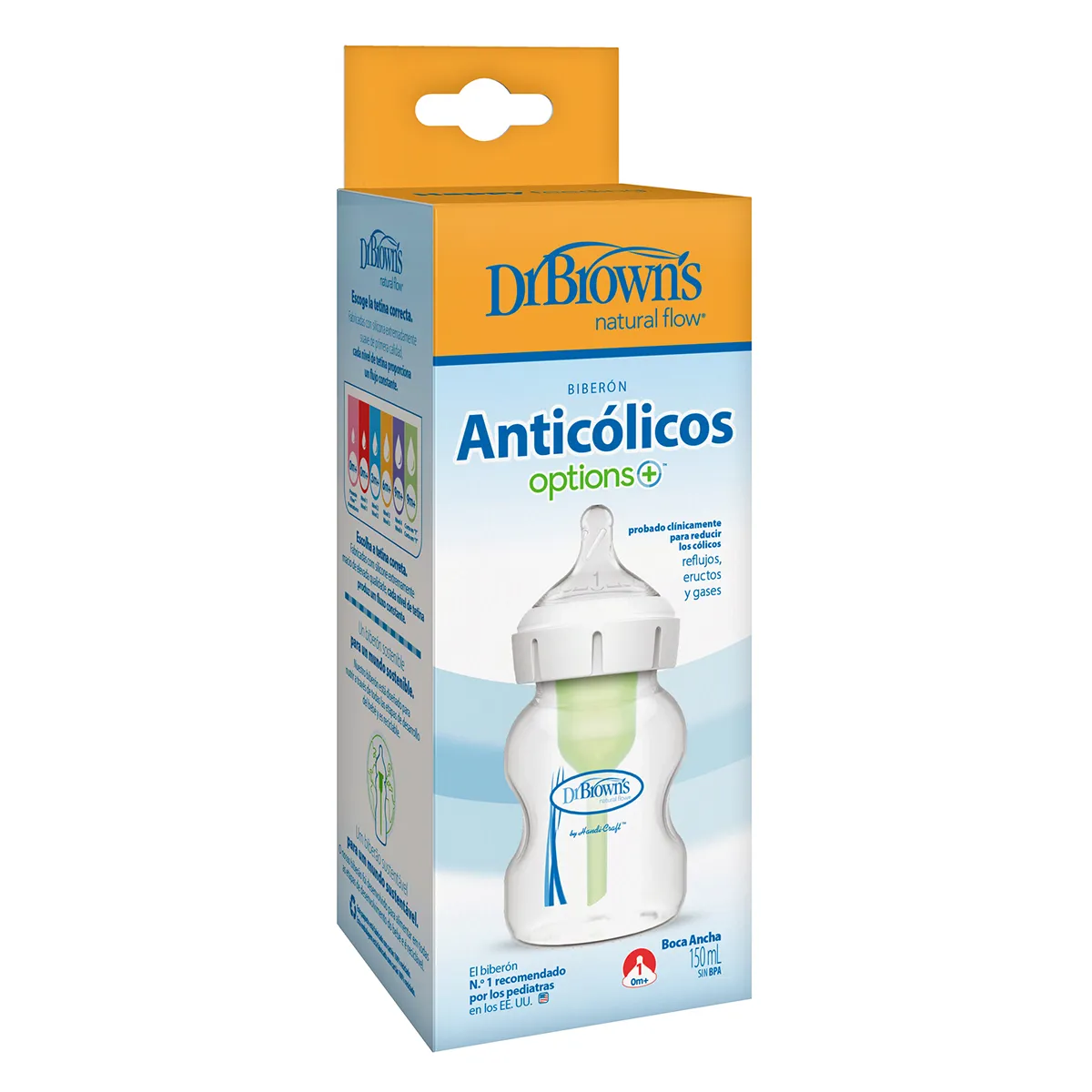 DR BROWN'S - Mamadera Dr Brown´s Anticólicos Boca Ancha 150ml Options+