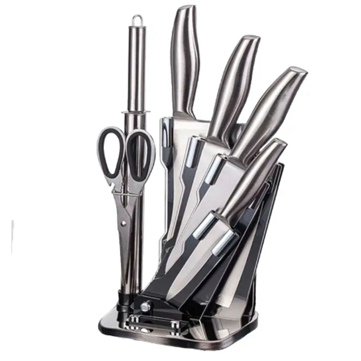 GENERICO - Set De Cuchillos 7 Piezas Acero Inoxidable + Soporte