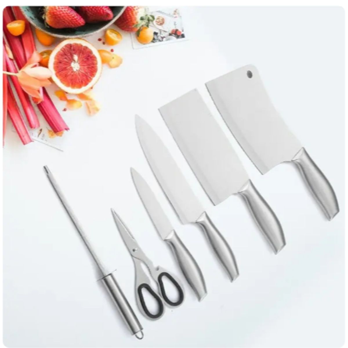 GENERICO - Set De Cuchillos 7 Piezas Acero Inoxidable + Soporte