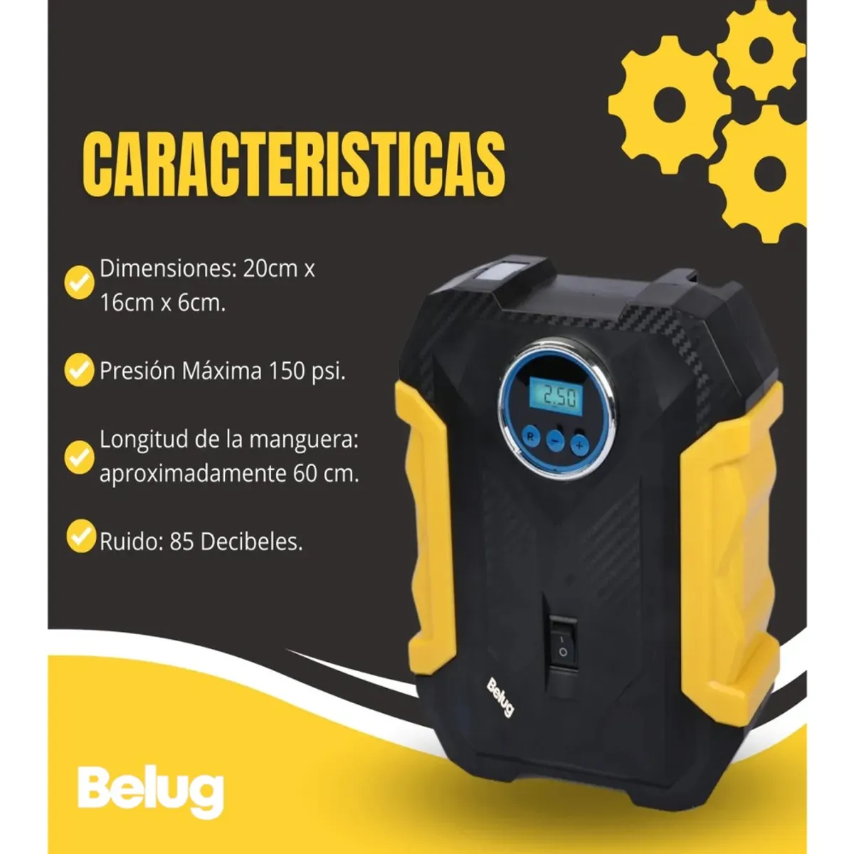 GENERICO - Compresor De Aire Portátil Digital Todo Neumático Color Negro BELUG