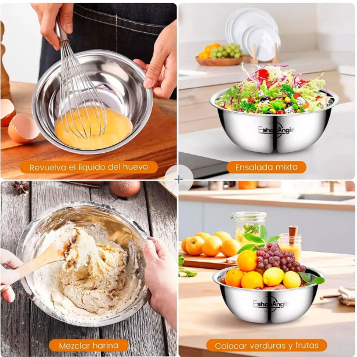 GENERICO - Pack 5 Bowl Pocillo Acero Inoxidable Reposteria Cocina Plateado