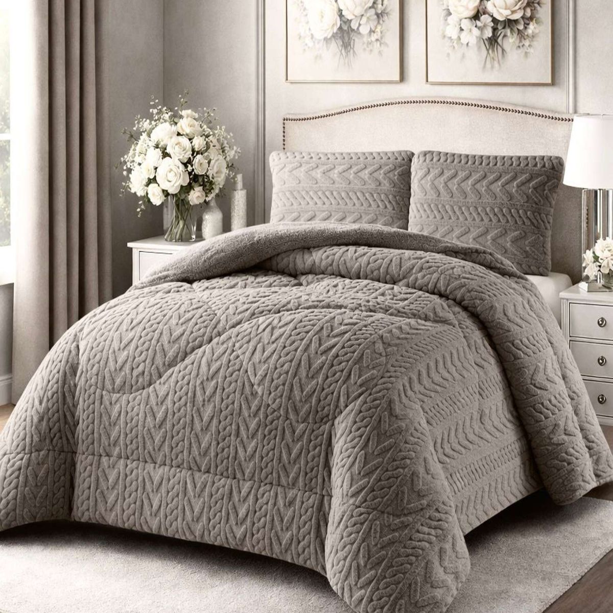 GENERICO - CUBRECAMA CON CHIPORRO ELEGANTE PARA INVIERNO KING DISEÑO 2026