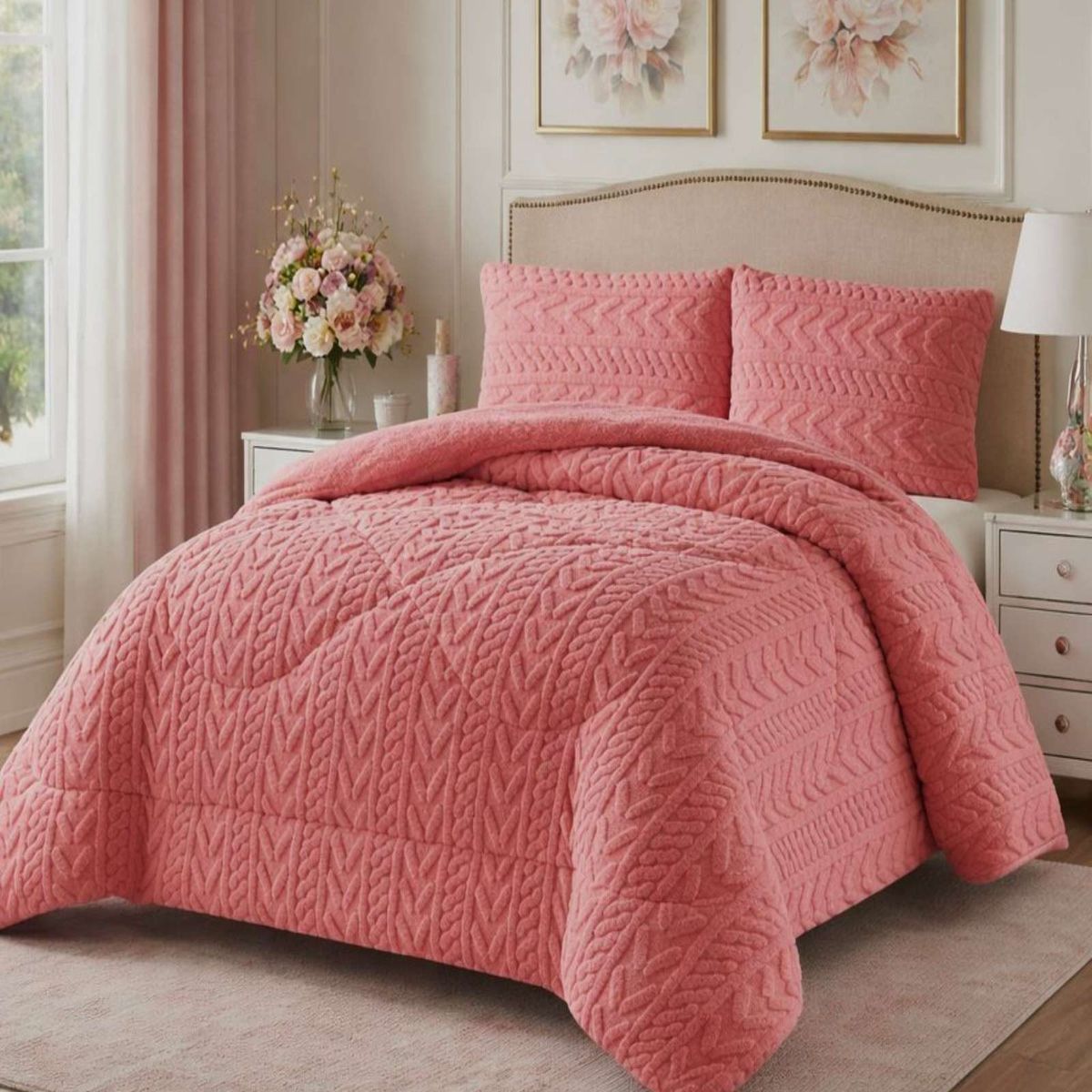 GENERICO - CUBRECAMA CON CHIPORRO ELEGANTE PARA INVIERNO 2 PLAZAS DISEÑO 2026