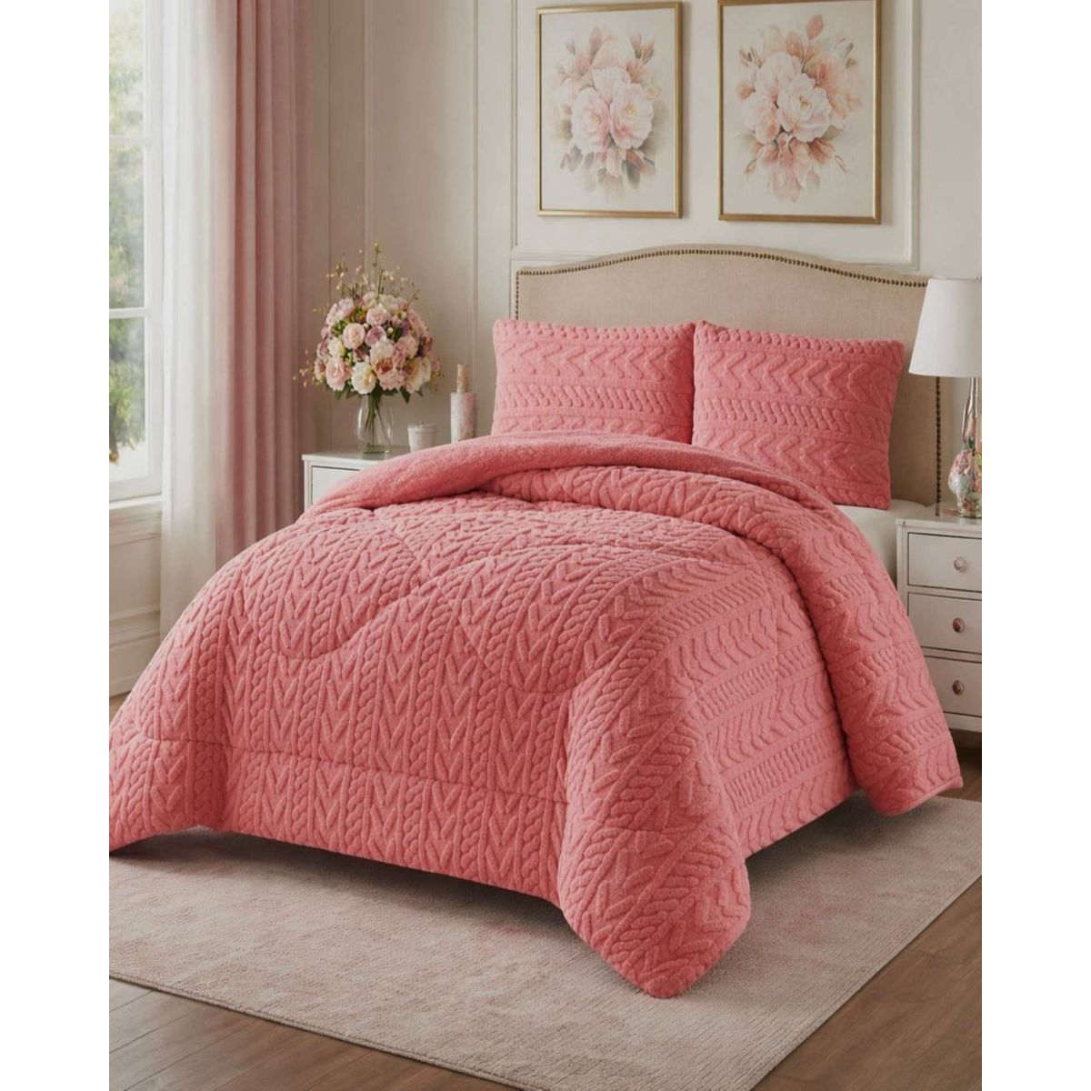 GENERICO - CUBRECAMA CON CHIPORRO ELEGANTE PARA INVIERNO 2 PLAZAS DISEÑO 2026