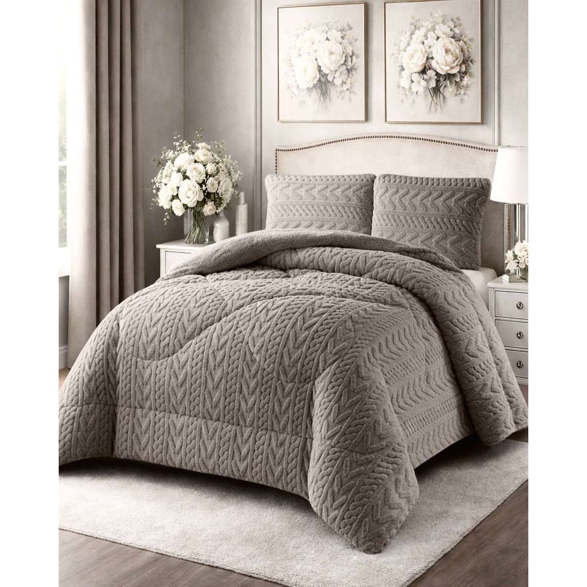 GENERICO - CUBRECAMA CON CHIPORRO ELEGANTE PARA INVIERNO PLAZA Y MEDIA DISEÑO 2026