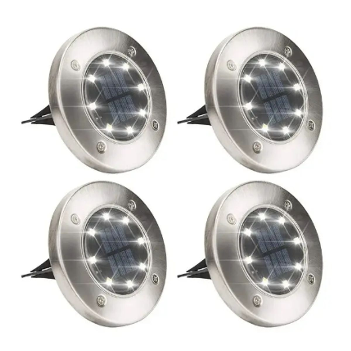 GENERICO - Pack X4 Luz Solar 8 Led Con Estaca Exterior Jardin