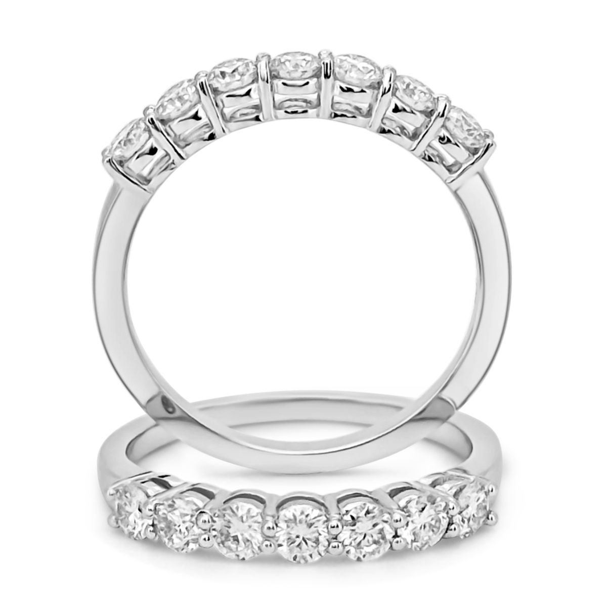 BOOMZAIR - ANILLO DE COMPROMISO DE SIETE PIEDRAS MOISSANITA EN PLATA LEY RODINADA