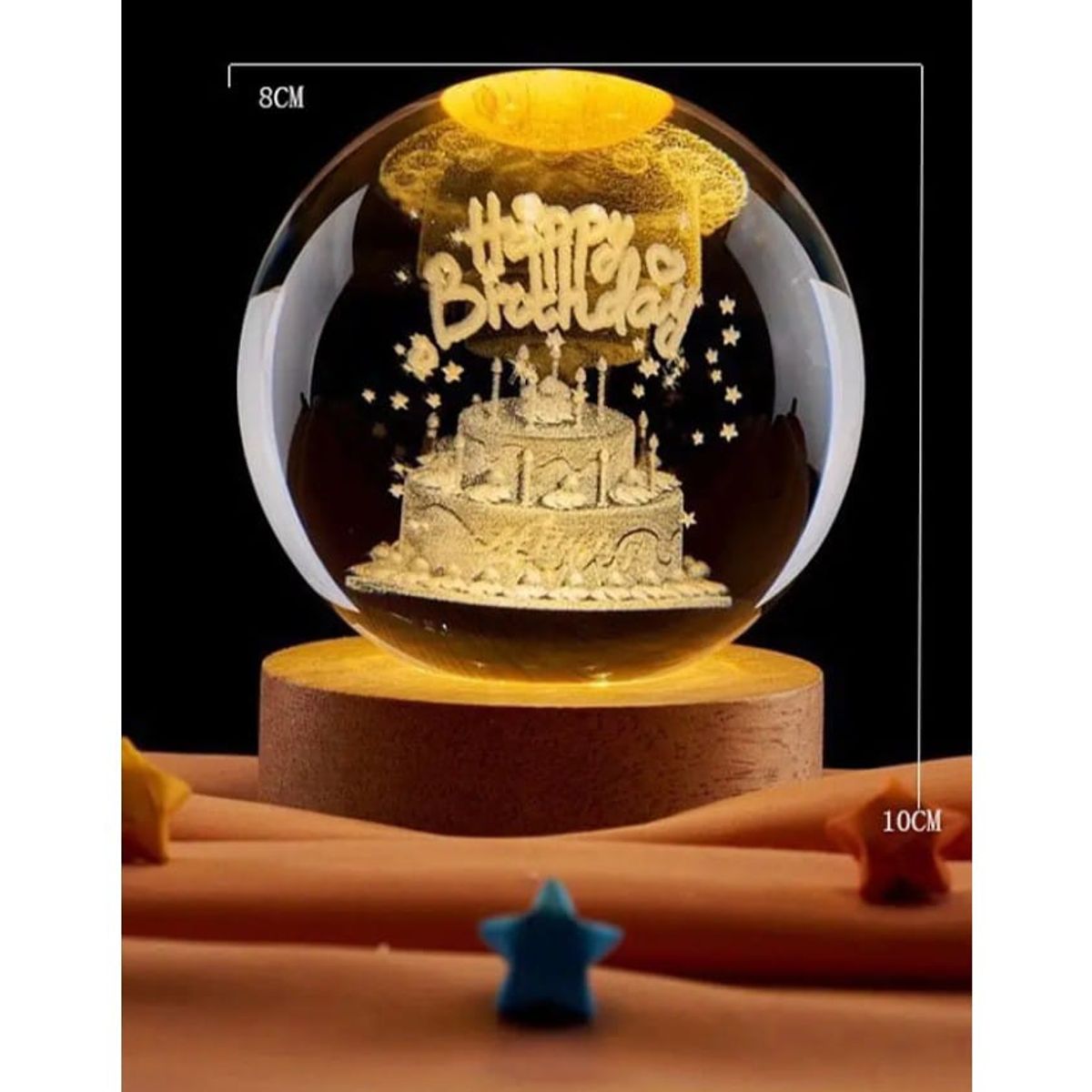 GENERICO - Lampara esfera bola linda con luz 10 x 8cm