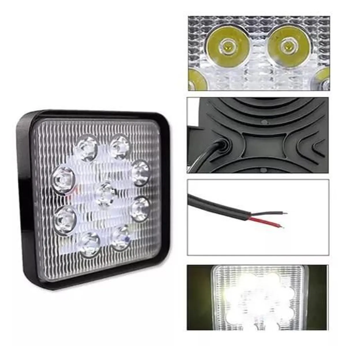 GENERICO - Luces Pack X2 Neblinero Led 27w Moto Auto Camion Cuadrado
