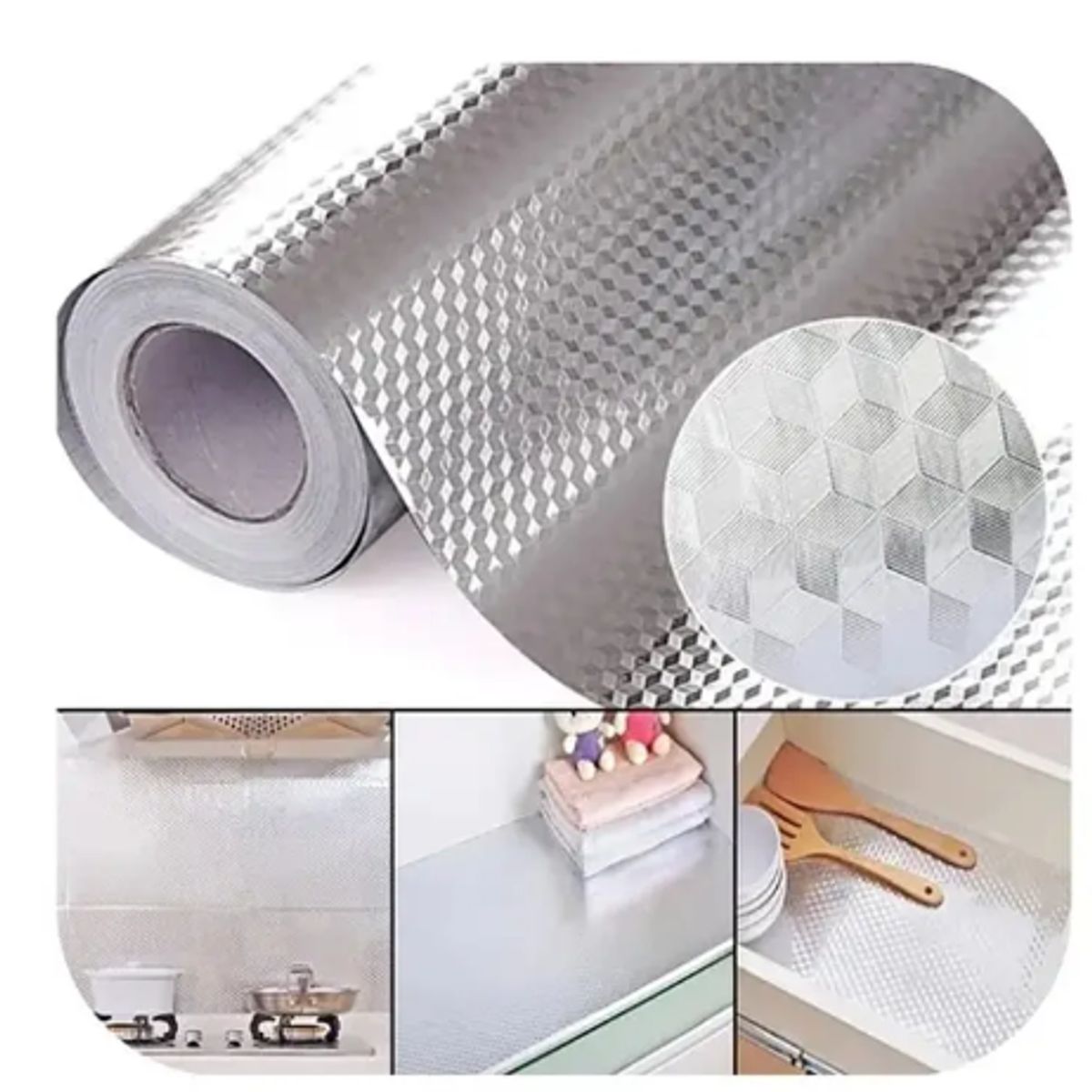 GENERICO - Papel Autoadhesivo Cocina Aluminio Revestir 40x300 Cm