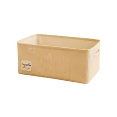 GENERICO - Pack de 2 Canasto de almacenamiento decorativas, rectangulares, de tela de lino, para el uso  del hogar01