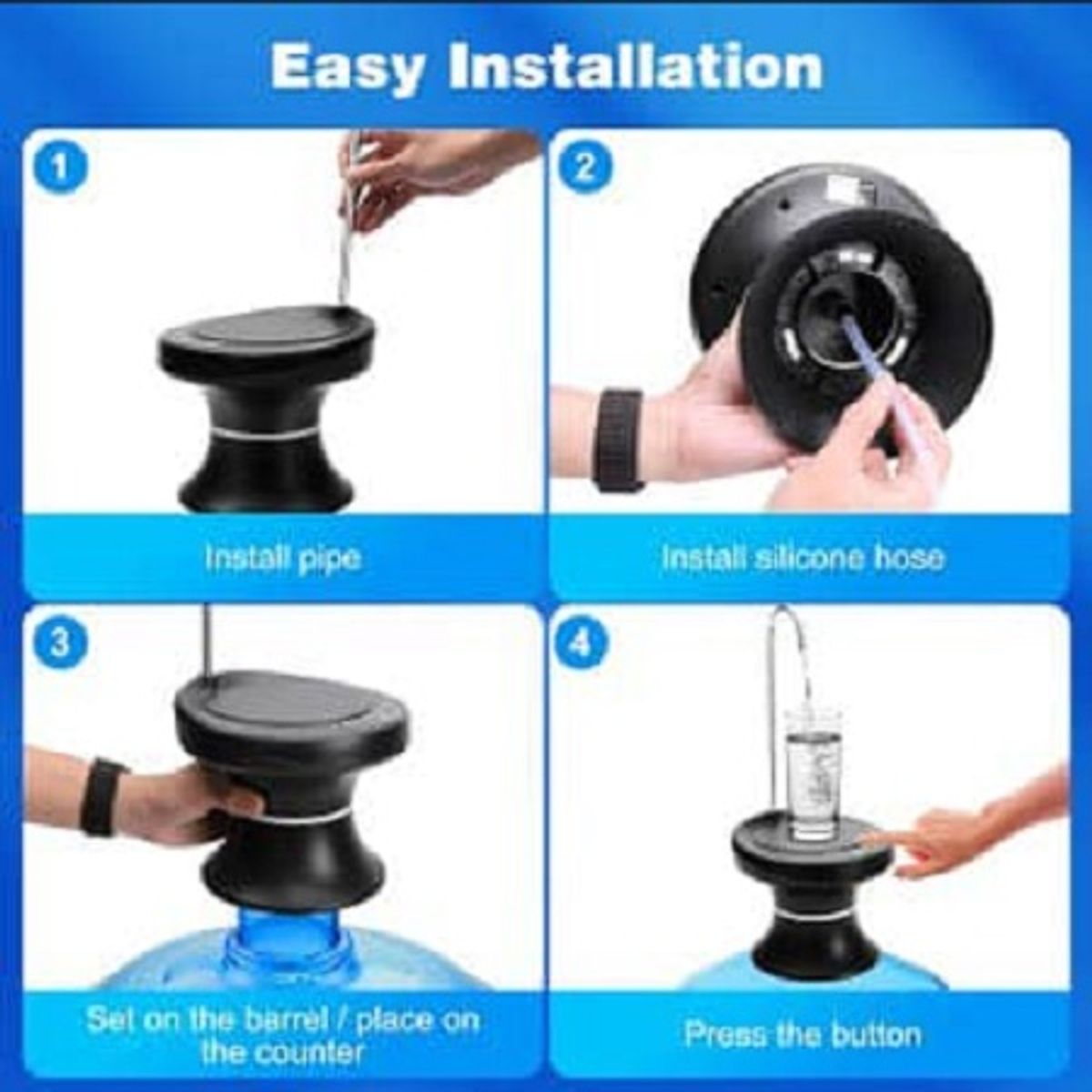 GENERICO - Dispensador De Agua Electrico Automatico Bomba Recargable Usb Negro