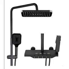 GENERICO - Columna De Ducha Moderna Negra Mate 3 Funciones + Accesorios