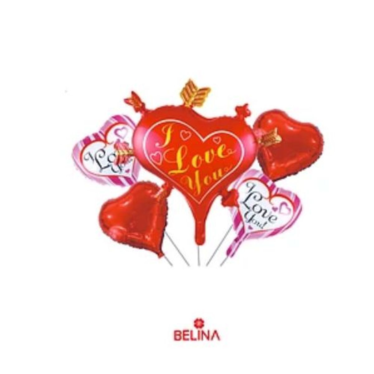 GENERICO - Sets de globos metalicos corazones i love you 5pcs
