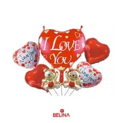 GENERICO - Set de globos corazón i love youcorazones 5pcs
