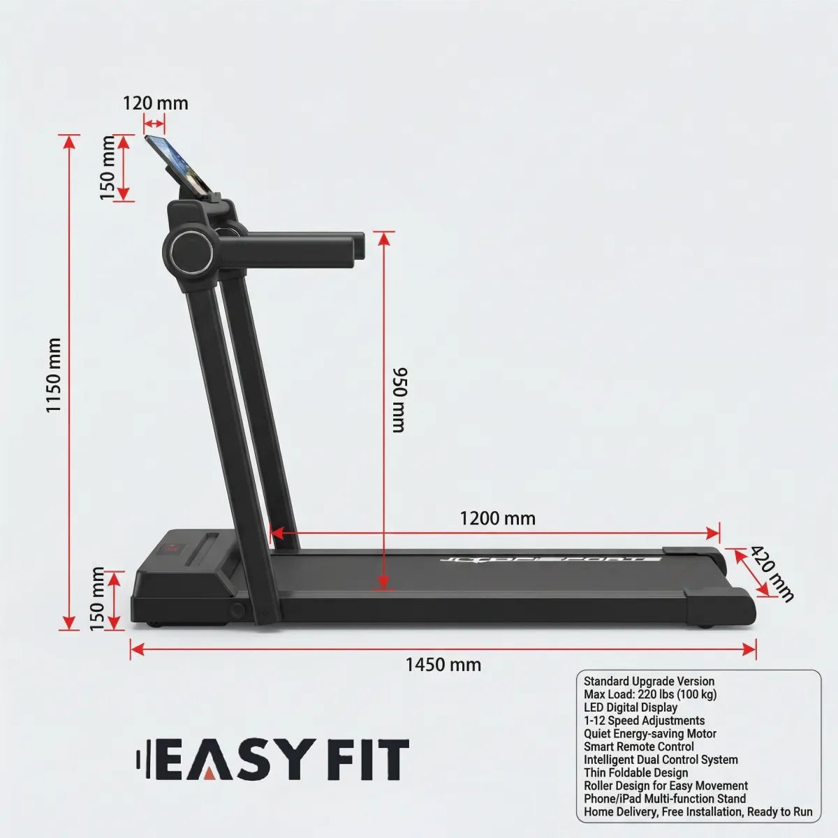 EASY FIT - Trotadora 6 Kmh Color Negro