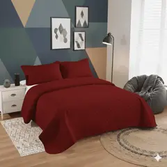 GENERICO - Cubrecama 1.5 Plaza Liviano Liso Texturizado + 1 Funda De Almohada