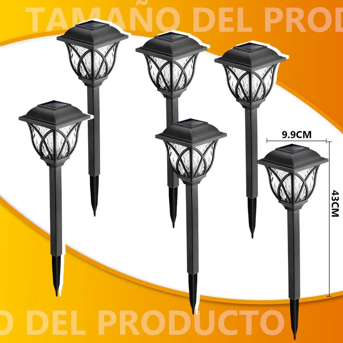 SUPERCENTER - Pack 6 Luces Solares Jardín Estaca Con Sensor Estilo Ingles