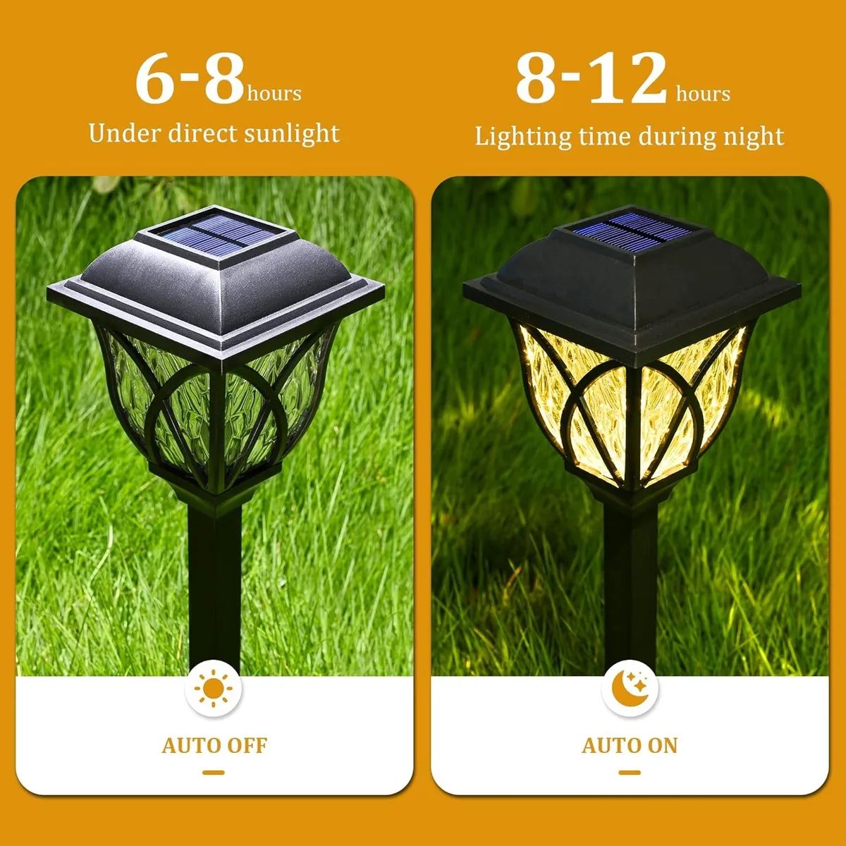 SUPERCENTER - Pack 6 Luces Solares Jardín Estaca Con Sensor Estilo Ingles