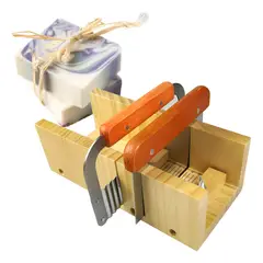 KUANGYE - Cortador De Jabón Ajustable Madera+ 2 Cuchillos Marrón