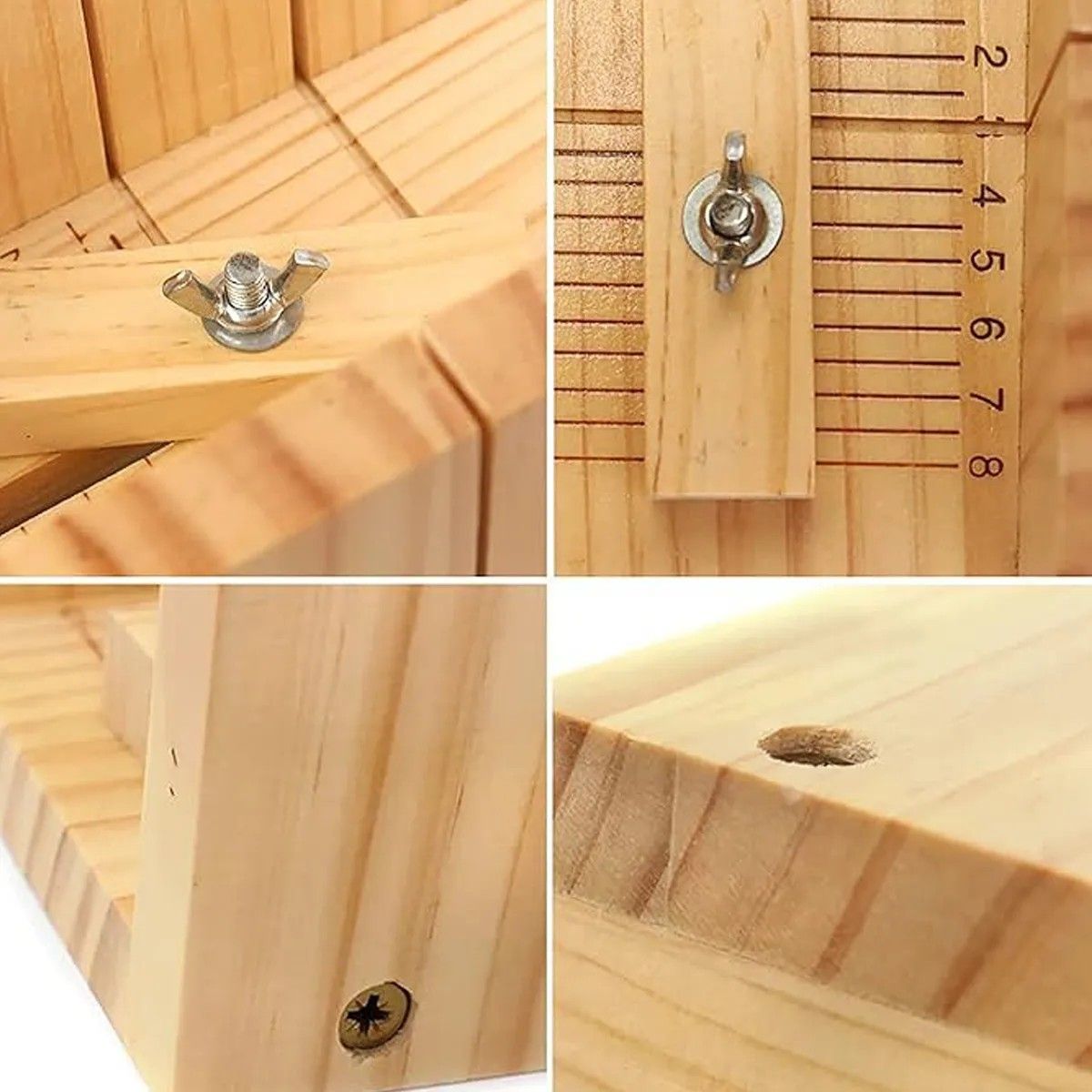 KUANGYE - Cortador De Jabón Ajustable Madera+ 2 Cuchillos Marrón