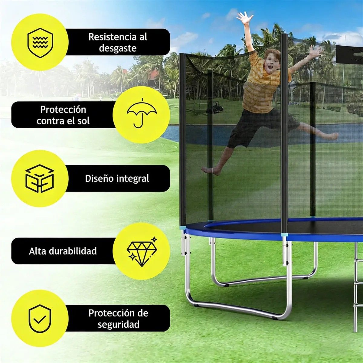 KUANGYE - Malla Seguridad Cama Elastica 366cms 8 Pilares