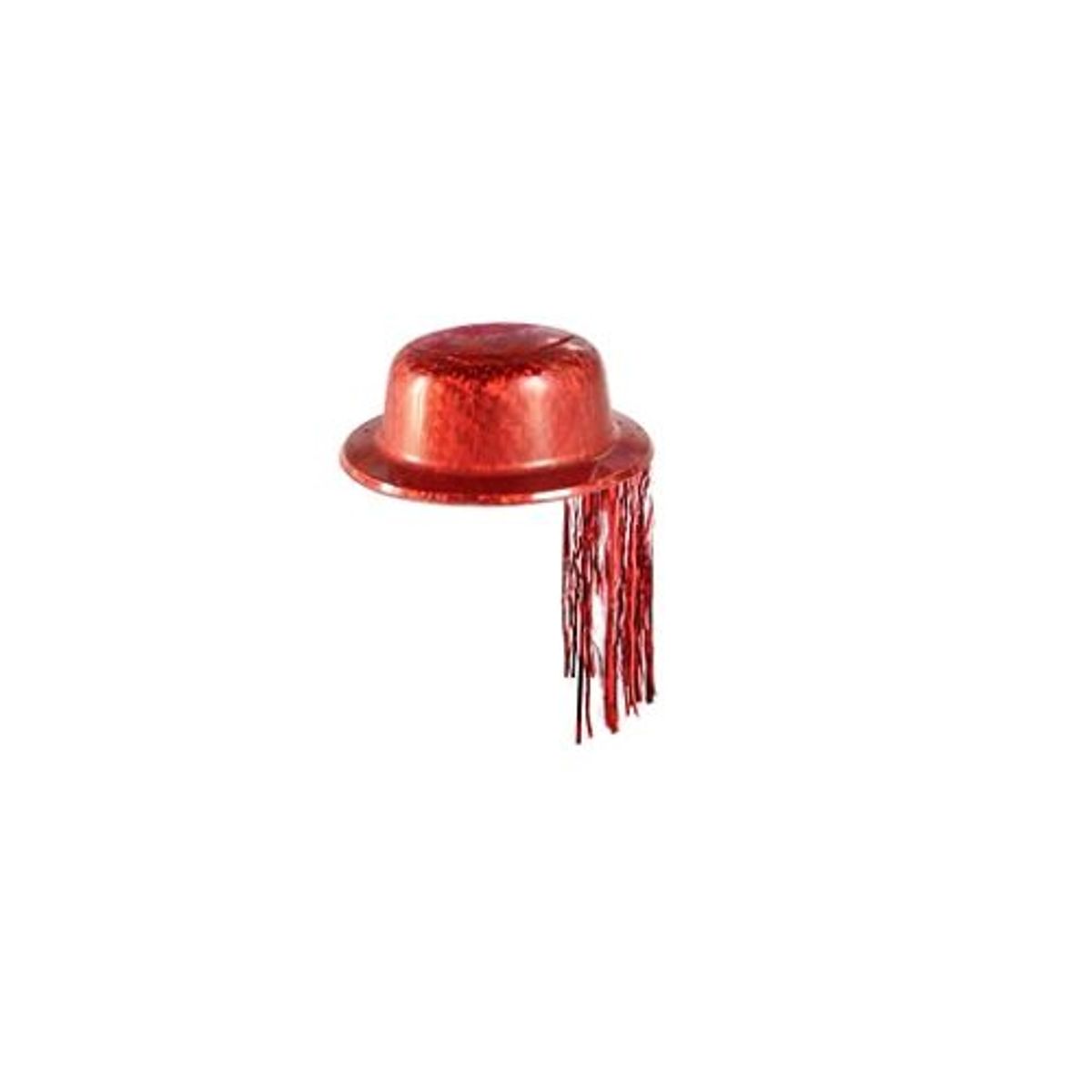GENERICO - Sombrero redondo metalizado con flecos rojo