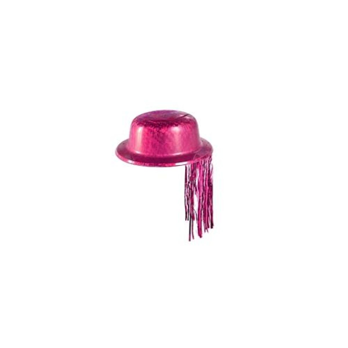 GENERICO - Sombrero redondo metalizado con flecos fucsia