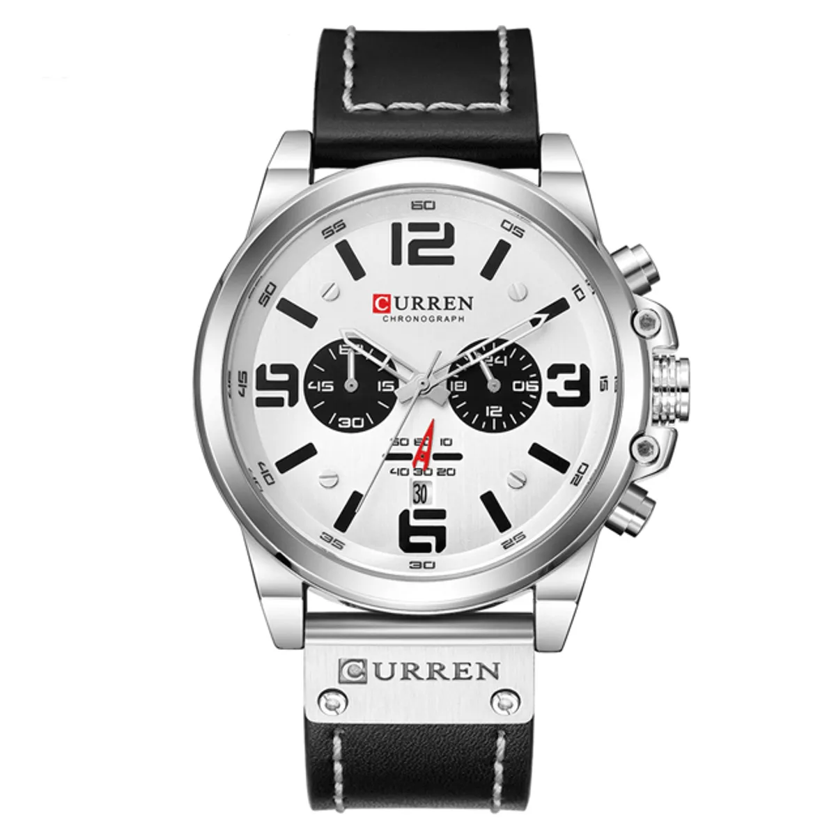 CURREN - Curren 8314 Hombre Elegante Cuero Cafe Cuarzo Cronógrafo
